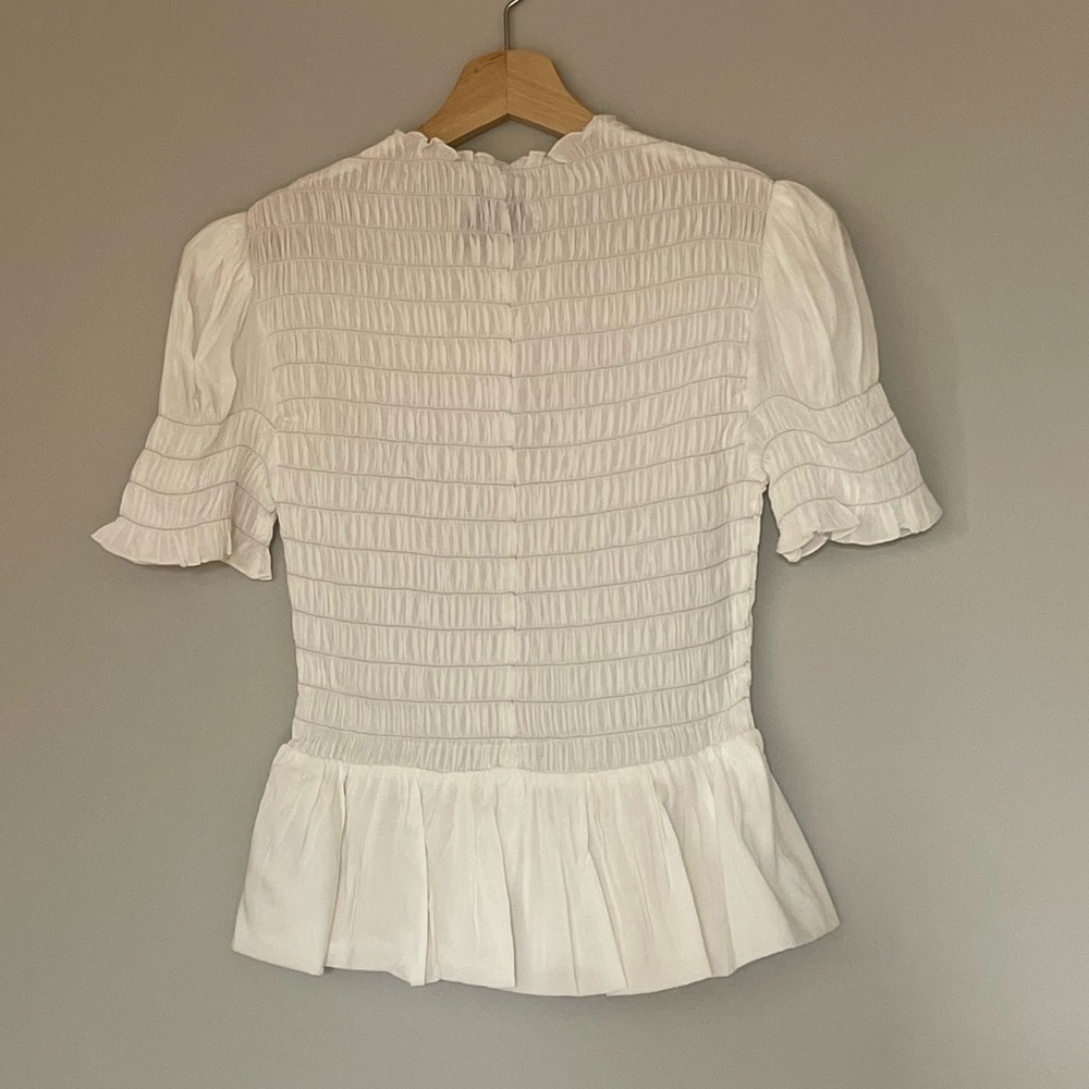 NEW Reformation Aggie Short Sleeve Top Peplum White | size XS - Picture 9 of 11